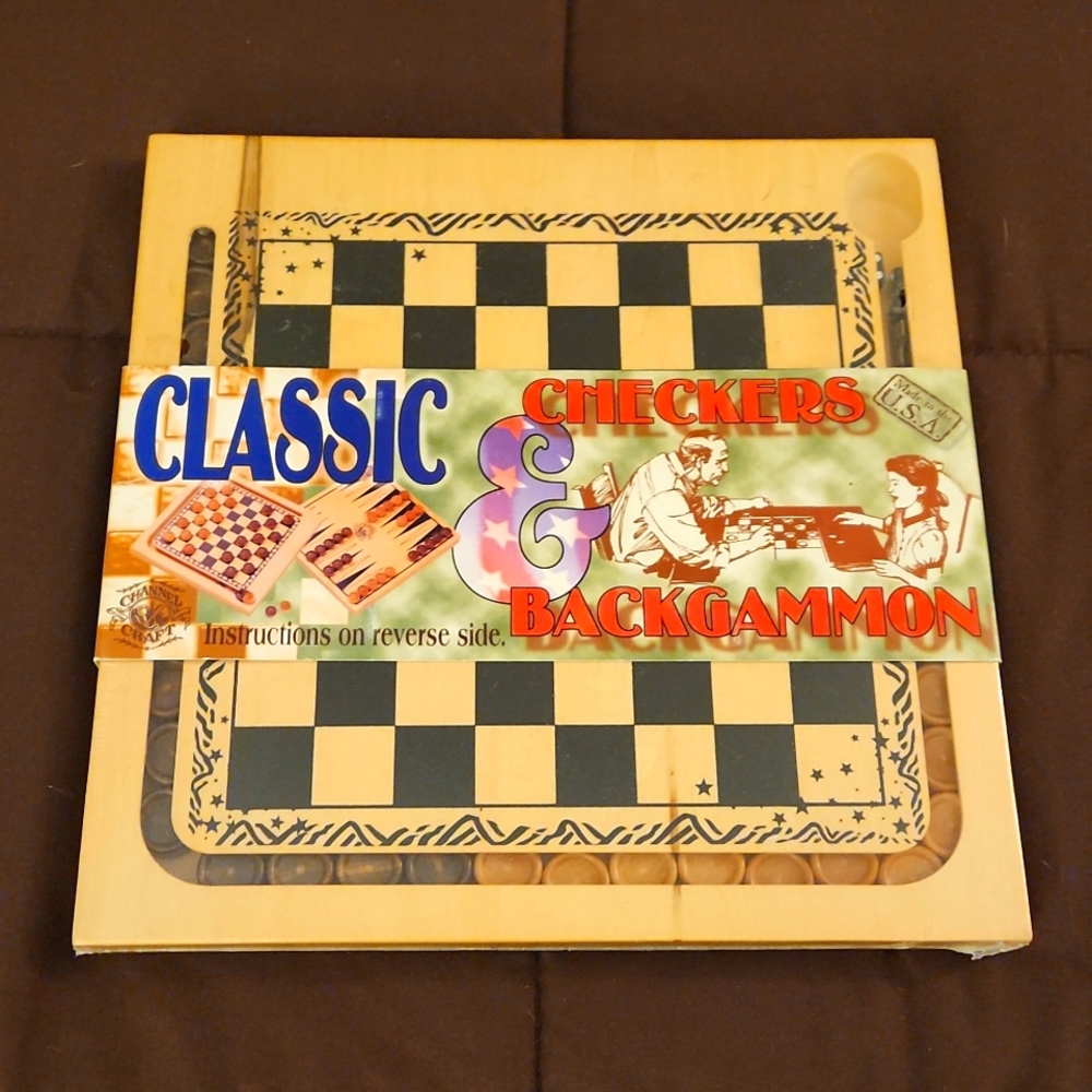 Brand New Classic Checkers & Backgammon board game